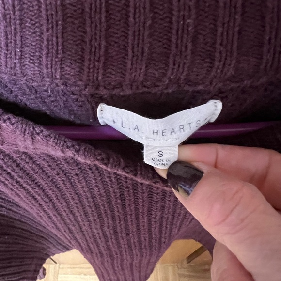 La Hearts Deep Purple Women's Sweater - Picture 4 of 5